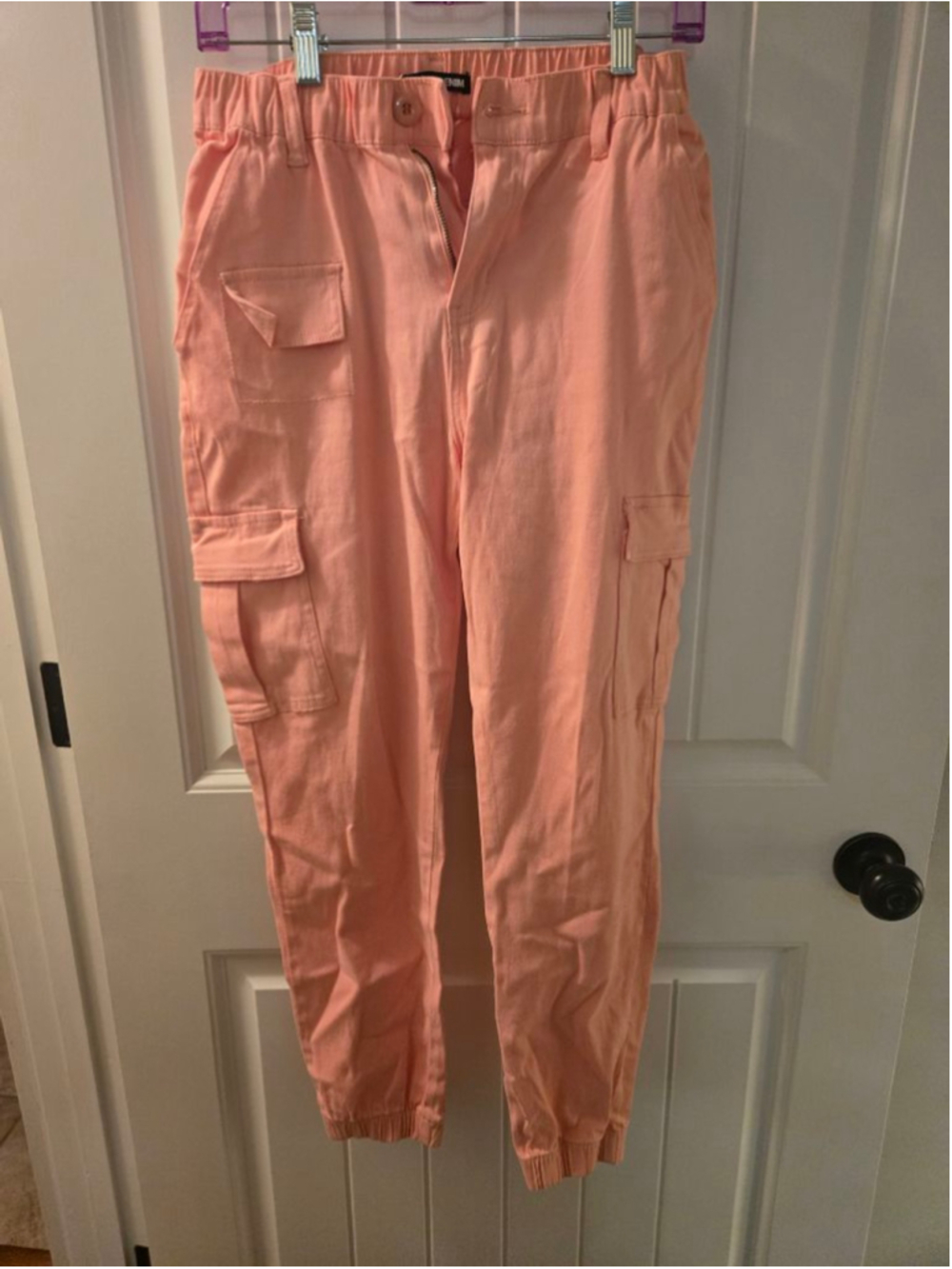 Women's DOUBLE DENIM Peach Cargo Jogger Pants Size M